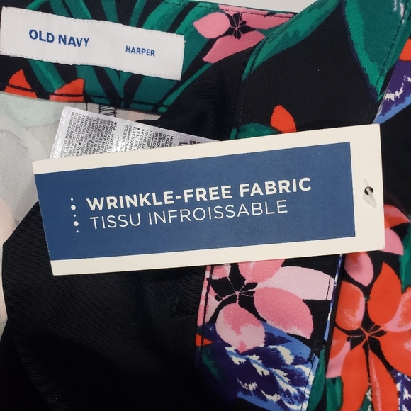 Old Navy Harper Ankle Pants Size 24 Floral Print Wrinkle Free Colorful Workwear - Picture 9 of 14